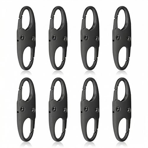 8 Pcs Lpuioey Anti Theft Zipper Clips, Double Opening Small Carabiner Clips, Zinc Alloy Zipper Pull Replacement for Backpack, Luggage, Purse, Suitcase, Travel Essentials & Security Accessories, Black - color: Black(8)