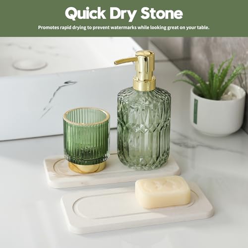 2Pack Diatomite Stone Sink Tray, Water Absorbing Faucet Mat for Kitchen & Bathroom Counter, Quick Dry Decorative Soap Dish Makeup Vanity Caddy,Dispenser Sponge Holder Organizer, Beige-8"x 3.8" - color: 2 Pack - Beige - 8"x 3.8"