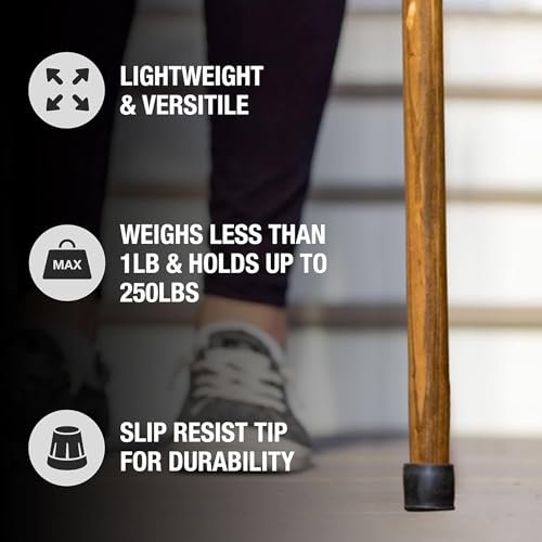 Rustic Wooden Walking Sticks for Hiking - Handcrafted Walking Sticks for Kids, Women & Men - Hiking Staffs with Leather Wrist Strap & Non-Slip Rubber Tip for Maximum Traction - size: 38", style: Pace Setter