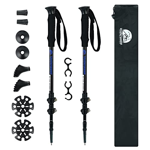 Trekking Poles Collapsible Hiking Poles, Lightweight Aluminum Hiking Sticks - color: Black