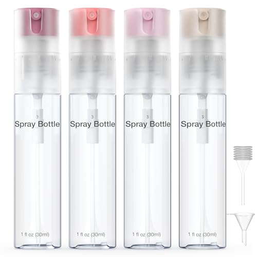 4 Pack Refillable Spray Bottle, Reversible Small Empty Spray Bottle with Fine Mist, Leak Proof - for Cleaning Solutions, Mosquito prevention, Face & Hair Mist - 4pk 1 OZ / 30 ML - color: Terracotta, size: 1 Ounces