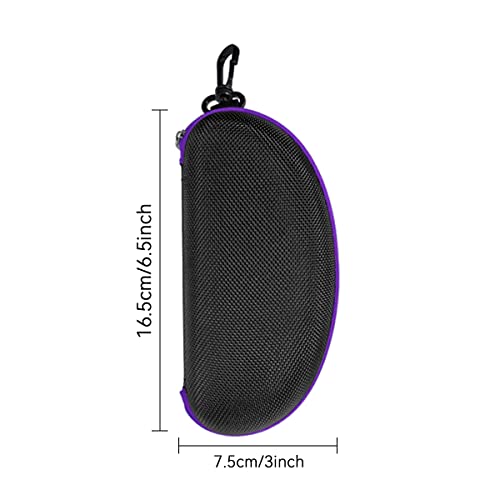 3pcs Zipper Hard Shell Sunglasses Case and Eyeglasses Case Portable Travel Glasses Case with Plastic Hook - color: Purple