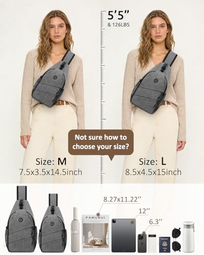 Pritent Crossbody Bags for Women Men Trendy Sling Bag Backpack Casual Chest Bag with Convertible Shoulder Strap - color: Light Grey, size: Medium