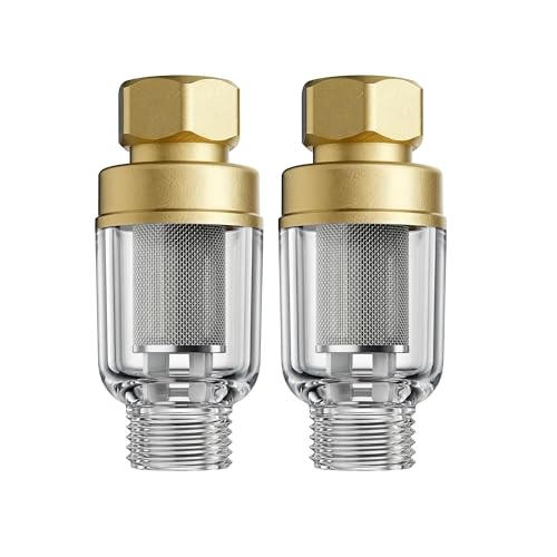 2 Pack Washing Machine Water Filter, Inline Sediment Water Filter with 50Mesh Stainless Steel Screen, Brass Threaded PreFilter for Washing Machine, Water Heater, Faucet, Garden Hose, RV - color: Style A