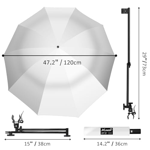 UPF 50+ Beach Umbrella with Adjustable Universal Clamp - style: Auto/XL