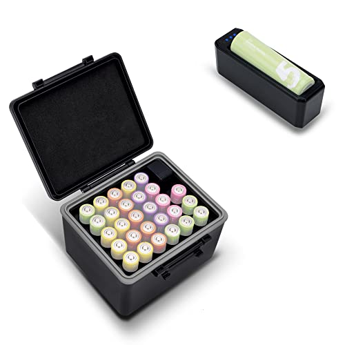 AA Battery Case for 28x AA, AA Battery Storage Case with Detachable Tester | 28 Slots AA /145 holder Organizer Storage for Household Batteries,Water-Resistant and Shockproof - size: for 28x AA Battery