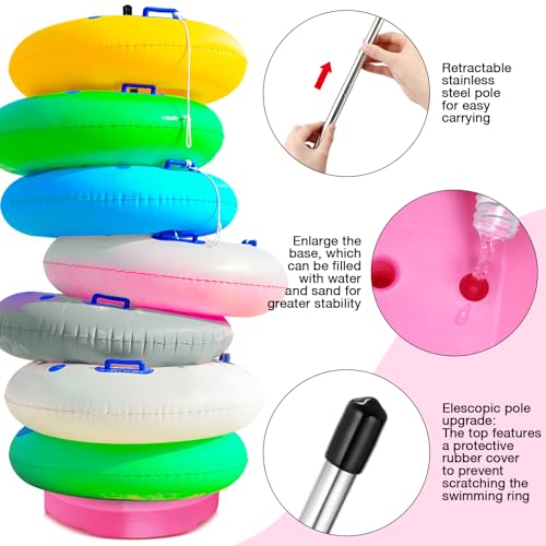 Pool Float Storage Rack Pool Float Holder Stainless Steel Equipment Holder Water Filling Base Portable Scalable Outdoor Rack for Swimming Outdoor Storage(13 x 78 in,Pink) - color: Pink, size: 13 x 78 in