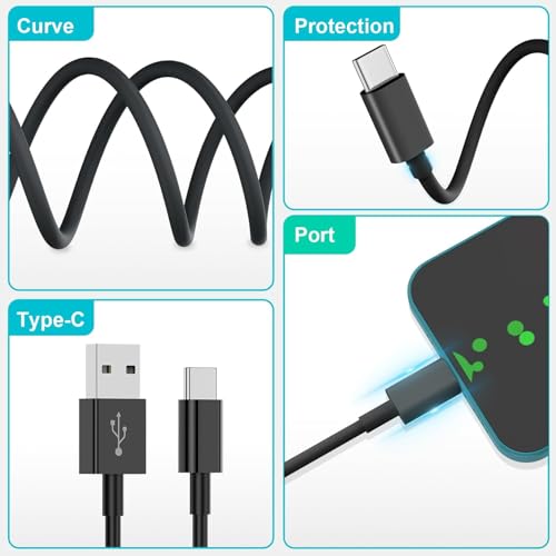 10 FT USB C Cable for Samsung Galaxy A14 5G/A13/A15/A16/A55/A54/A53/A50/A33/A34/S27/S25/S24Android Phone Charging Cord,Google Pixel 9/8a/iPhone17/17E/16E/16/15 Long Car Fast Extension Charger Cable - color: Black, size: 10FT, style: USB A to USB C (for 17
