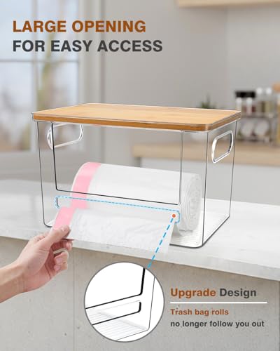 Trash Bag Holder, Acrylic Garbage Bag Dispenser with Bamboo Top - size: XL-1 Pack