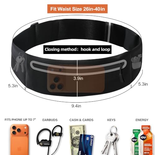 Slim Running Belt for Women Men,Phone Holder Waist Pack,Runners Fanny Pack - color: Black