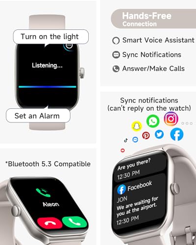 1.95" Smart Watch for Women with ALEXA, Fitness Watch for Android iOS Phone - color: Beige
