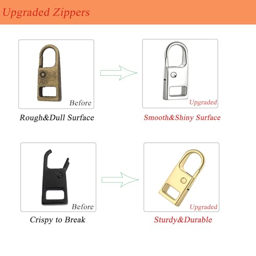 Urmspst Zipper Pull Replacement (Upgraded), 8 Pcs Detachable Zipper Pull Tabs for Boots Purse Coat Luggage Clothing Jackets Backpacks (4 Color Black, Silver, Gold, Brilliant Black) - style: A 8PCS Black, Gold, Silver, Bright black