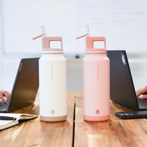 GROSCHE Alpine Flip N Sip Insulated Bottle with Straw Lid, Rose Pink, 40 oz - color: Rose Pink, size: 40 Ounces