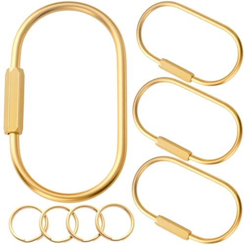 Carabiner Keychain Clip with Lock, Gold Key Chain Rings, Purse Bag Charms - size: 1.5"*3.5"/2Pcs