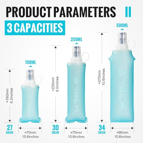 Soft Flasks Running Water Flask Folding Soft Water Bottles Small for Outdoor Sports Hiking Hydration Pack 5oz/8oz/17oz(BLUE,8oz) - color: Blue, style: 250ml/8oz