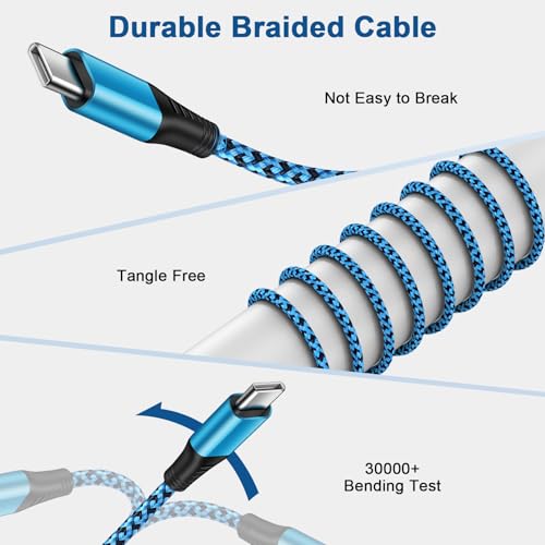 Samsung S25 Edge Fast Charging Cord USB C Braided Charger Cable 3.1A 10FT Long Type C Power Cord for Samsung Galaxy S26 S25 Ultra Z Fold 7/6/Z Flip 7/6 A17 A16 A36 A56 A15 S24 FE S23 S22 S21 S20 S10 - color: Blue