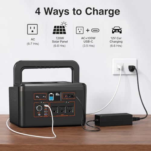 650W Portable Power Station, 576Wh LiFePO4 Solar Generator for Camping - color: Black Gray