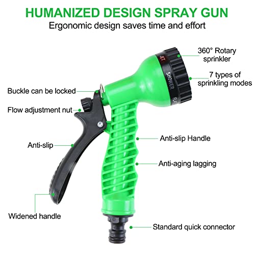 SearQ Portable Camping Shower with 7 Spray Modes, Hand Press Shower with Removable Hose and Head, Pressure Rinse Kit for Hiking, Traveling, Garden, Beach, Pet