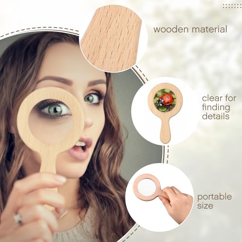 FairySandy Wooden Magnifying Glass, Small Wood Handheld Magnifier