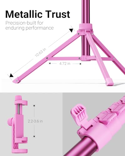 VIMOSE 66" Phone Tripod, Tripod for iPhone with Remote & Phone Stand | Extendable Cell Phone Tripod for Video Recording, Ultimate Tripod & Monopod Accessories for iPhone/Android, Ruby Star - color: Ruby Star