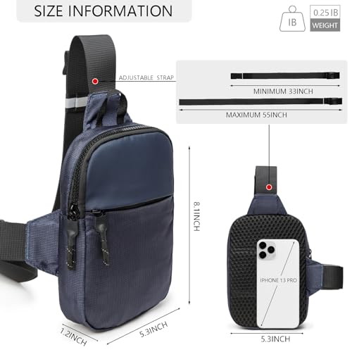 higouta Mini Sling Bag for Men Women, Small Crossbody Casual Utility Chest Phone Bag for Travel Workout - color: Nave Blue