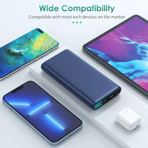 Portable Charger 38800mAh Power Bank with 5 Outputs & 2 Inputs,PD USB C In&Out Fast Phone Charging External Battery Pack Backup,Travel Essential Outdoor for iPhone 17/16,Android Samsung Galaxy-Navy - color: B-Navy