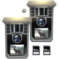 Trail Camera 2 Pack 4K 64MP WiFi Solar Game Camera, 5800mAh Battery, 64GB Memory Card and Ip67 Waterproof Night Vision Trail Cam,130° Wide Angle for Deer & Farm Security - color: Dark grey