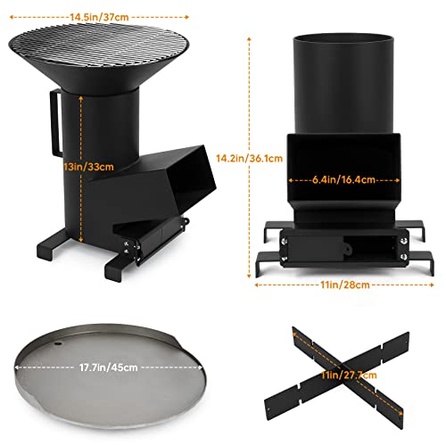 ONLYFIRE GRILLS 3-in-1 Rocket Stove, Camping Wood Burning Stove, GS302 | Portable Camp Grill with Cooking Grate, Flat Top Griddle & Pot Rack, Off-grid for Outdoor Patio Backyard RV Tailgating - style: GS302