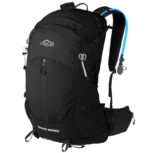 IX INOXTO Hiking Backpack, Camping Backpack, 30L Waterproof Hiking Daypack with 3L Water Bladder and Rain Cover (black) - color: Black