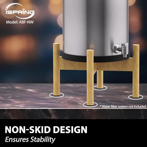 iSpring Wooden Stand for DGF2 Gravity-Fed Stainless Steel Countertop Water Filter System, Natural Wood