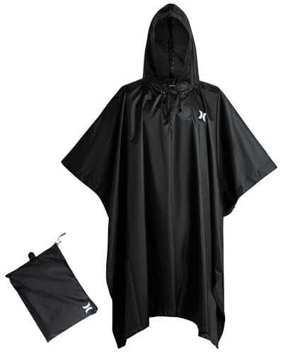 Hurley Ponchos Adult Rain Ponchos Waterproof Lightweight Packable Rain Top | Compact Packable Design for Hiking, Camping and Emergencies, Waterproof Coverage That Stows Easily in a Bag - color: Black
