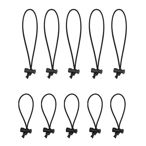 Foto&Tech Multipurpose Extra Thick Elastic Cable Tie and Organizer, Adjustable Cable Strap Toggle Tie, Reusable Tangle Tamer, Cable Management for Cord and Cable (5x 16CM+5x 25CM, Black) - color: Black, size: 5 x 16 CM + 5 x 25 CM