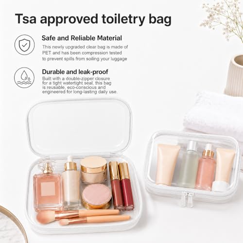 3 Pack Clear Hard Shell Zipper Case (1XL + 1L + 1M, White) | Travel Toiletry Bag, Waterproof 1.2mm PET Hard Plastic Pouches, Organizer Box for Makeup, Toy, Snack, Stationery, Diaper - color: White(XL+L+M)
