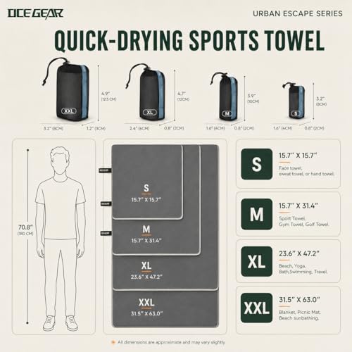 Microfiber Travel Towel, Soft Lightweight Quick Dry Towel, Super Absorbent Compact Travel & Sports & Beach Towels for Camping, Backpack, Gym, Swimming, Yoga, Hiking (Grey, XX Large) - color: Grey, size: XX Large