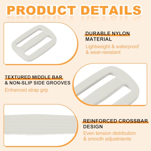 uxcell Tri-Glide Slider, Plastic Slide Clip, Adjustable Webbing Triglides Slider Buckle Replacement for Backpack - color: White, size: 1 Inch