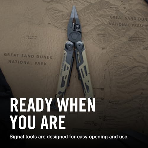 LEATHERMAN Signal 19-in-1 Multi-Tool, Coyote Tan | Ferrocerium Fire Starter, Emergency Whistle & Diamond-Coated Sharpener for Camping, Hiking & Survival, Made in USA - color: Coyote Tan