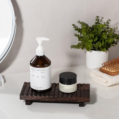 Bathroom Tray Rustic Farmhouse Decor Wood Stand, 10" * 4.5" Dark Brown | Waterproof, Lightweight, Easy Clean, Wood Riser Kitchen soap holder Accessories for Office Desk, Vanity, Counter, Sink - color: Drak Brown, size: 10" x 4.5" x 1.6"