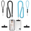 Phone Lanyard, 2 Pack Adjustable Cell Phone Lanyard Crossbody Neck Strap and 2 Pack Phone Wrist Strap with Tether Tabs Compatible for iPhone Smartphones-Black Blue - color: Black+blue