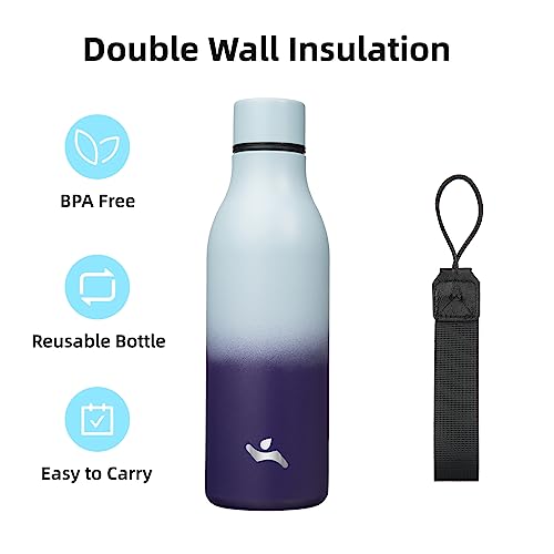 Konokyo 18 oz Insulated Stainless Steel Metal Water Bottle with Strap - color: Ocean Dream, size: 18 Ounces