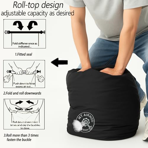 MT 70D eVac Compression Sack 38L – Ultralight Waterproof Dry Bag with Air Valve | Roll Top Floating Stuff Sack for Camping, Hiking, Boating & Travel