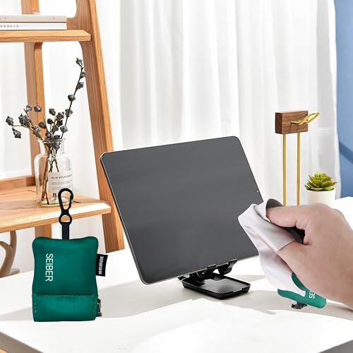 SEIBER Microfiber Glasses Cleaning Cloth with Keychain, Dark Green, 2PCS | For Eyeglasses, Phone ,Camera & Screens, Neoprene Pouch Included,self-closing Bottom, Ultra-Soft, Scratch-Free - color: Dark Green
