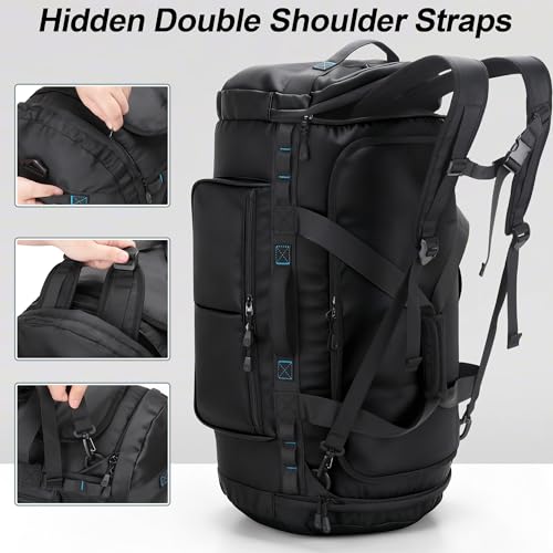 Large Travel Duffle Backpack for Men Women with Straps, 45L/60L/90L Waterproof Gym Duffel Bag with Shoes Compartment for Hiking, Camping, Gym, Overnight (90L) - size: 90L