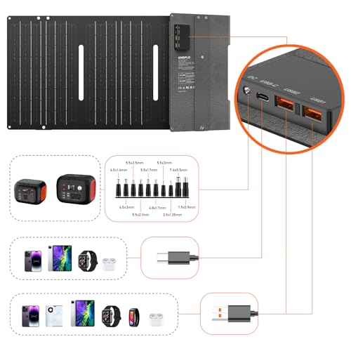 60W Portable Foldable Solar Panel Charger for Outdoor Camping 12 Volt Waterproof High Efficiency Solar Panel Kit&Portable Power Station 228Wh Power Bank 61600mAh Battery Pack Fasting Charging 300W AC