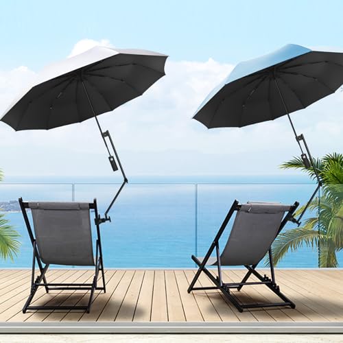 XLINGZA UPF 50+ Beach Umbrella with Adjustable Universal Clamp - style: Auto/L