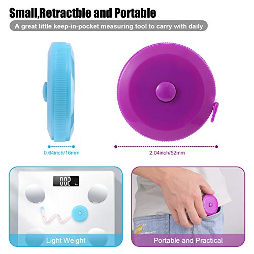 Measuring Tape Retractable, 60 Inch Soft Fabric Tape Measure for Body, Push Button Sewing Measurement Tape for Cloth Waist(3 Pack/Green Purple Sky Blue) - color: Green Purple Sky Blue