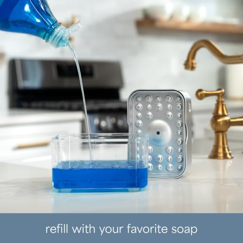 S&T INC. Dish Soap Dispenser and Sponge Holder, Silver - color: Silver