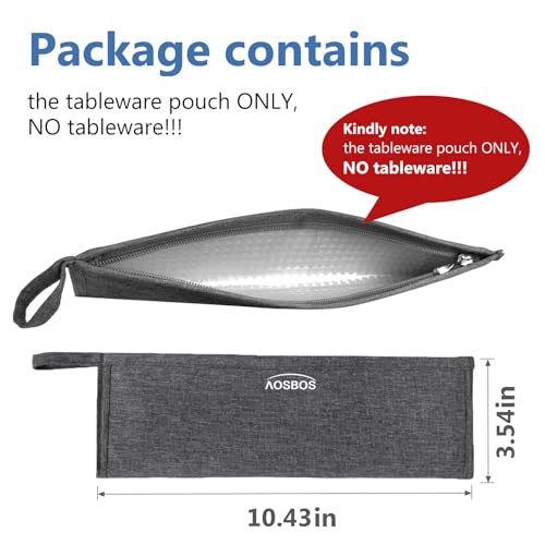 Aosbos Reusable Straws & Chopsticks Case, Portable Carrying Bag, Small Pouch for Stainless Steel, Silicone, Plastic, Straws, Travel Utensil Sets - Grey - color: Grey x 1