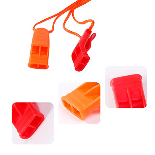 20 Pcs Emergency Safety Whistle Plastic Whistles Set with Lanyard - color: Red and Orange
