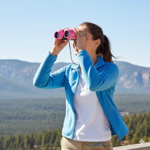 Barska Colorado 10x25 Compact Binoculars – Lightweight Pink Binoculars with BK-7 Porro Prisms, Fully Coated Optics, Center Focus, Ideal for Hiking, Bird Watching & Travel