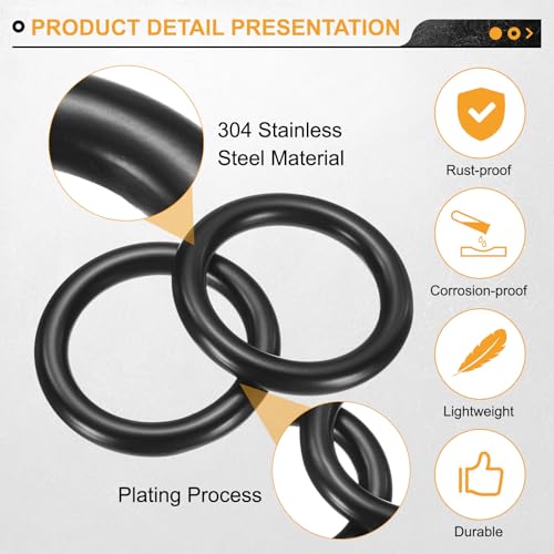 uxcell 2Pcs M6 x 80 x 92mm(WD. x ID. x OD.) Metal Rings, 304 Stainless Steel Solid Welded Seamless O-Ring Decorative Connecting for Macrame, Hanging Slings Rope, Black - size: M6 x 80 x 92mm(WD. x ID. x OD.)